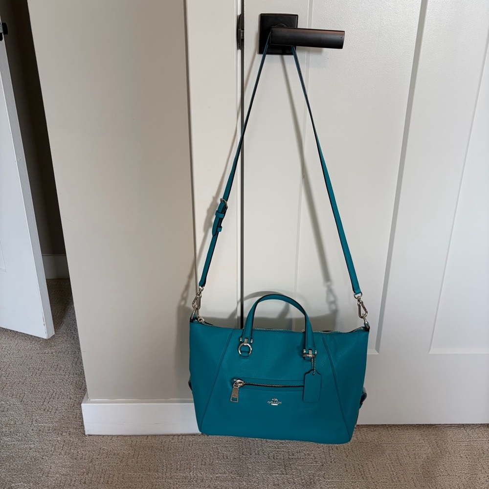 NWT Coach Pebble Primrose Satchel in Turquoise - Picture 9 of 11